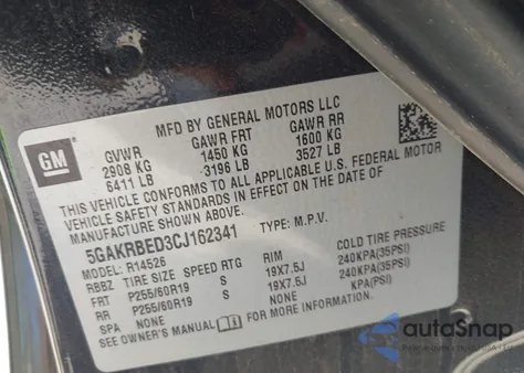 2012 Buick Enclave Convenience from USA, damaged, VIN 5GAKRBED3CJ162341